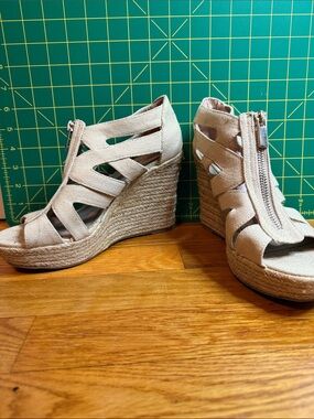 Merona Beige Espadrille Zipper Wedge Sandals